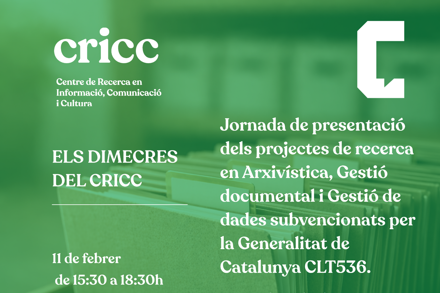 Cartell de la jornada dels dimecres del CRIC